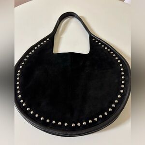 Anthropologie Studded Suede Tote Bag Black